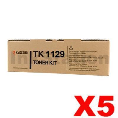 5 x Genuine Kyocera TK-1129 Black Toner Kit FS-1061DN, FS-1325MFP - 2,100 pages