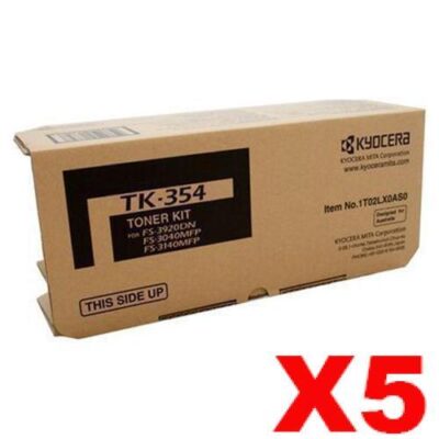 5 x Genuine Kyocera TK-354 Black Toner Cartridge FS-3040MFP, FS-3140MFP, FS-3540MFP, FS-3640MFP, FS-3920DN - 15,000 pages