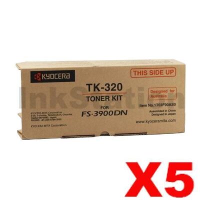 5 x Genuine Kyocera TK-320 Black Toner Cartridge FS-3900DN, FS-4000DN -15,000 pages