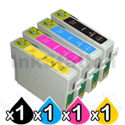 4 Pack Epson 200XL (C13T201192-C13T201492) Compatible High Yield Inkjet Cartridges [1BK,1C,1M,1Y]