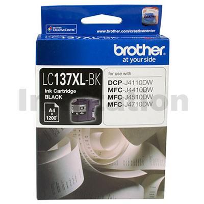 Genuine Brother LC-137XLBK High Yield Black Ink Cartridge - 1,200 Pages