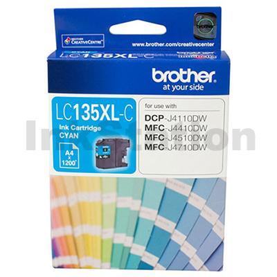 Genuine Brother LC-135XLC High Yield Cyan Ink Cartridge - 1,200 Pages