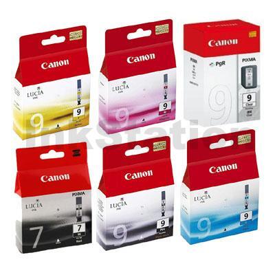 6-Pack Canon PGI-7BK PGI-9PBK/C/M/Y/CLEAR PIXMA iX7000,MX7600 Genuine InkJet Cartridge [1BK,1PBK,1C,1M,1Y,1CLEAR]