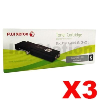 3 x Fuji Xerox DocuPrint CP405D, CM405DF Genuine Black Toner Cartridge - 11,000 pages (CT202033)