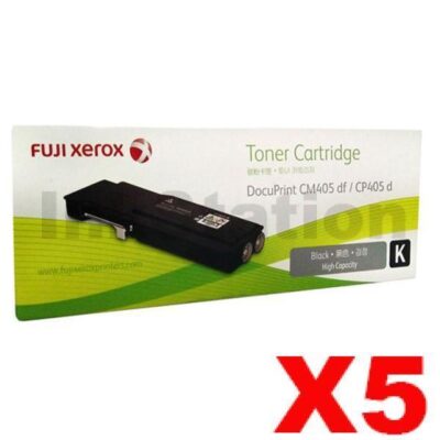 5 x Fuji Xerox DocuPrint CP405D, CM405DF Genuine Black Toner Cartridge - 11,000 pages (CT202033)