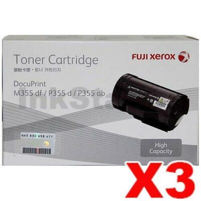 3 x Genuine Fuji Xerox DocuPrint M355df, P355d Black High Yield Toner - 10,000 pages (CT201938)