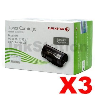 3 x Genuine Fuji Xerox DocuPrint M355df, P355d Black Toner - 4,000 pages (CT201937)
