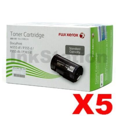 5 x Genuine Fuji Xerox DocuPrint M355df, P355d Black Toner - 4,000 pages (CT201937)