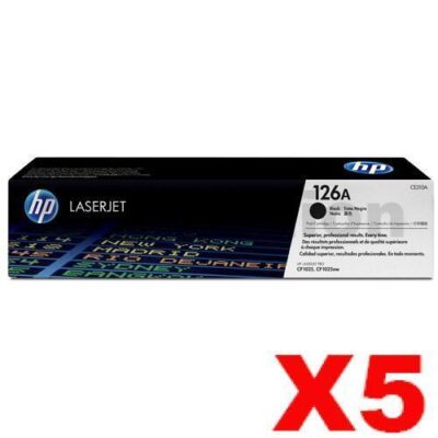 5 x HP CE310A (126A) Genuine Black Toner Cartridge  - 1,200 Pages