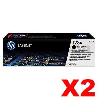 2 x HP CE320A (128A) Genuine Black Toner Cartridge - 2,000 Pages