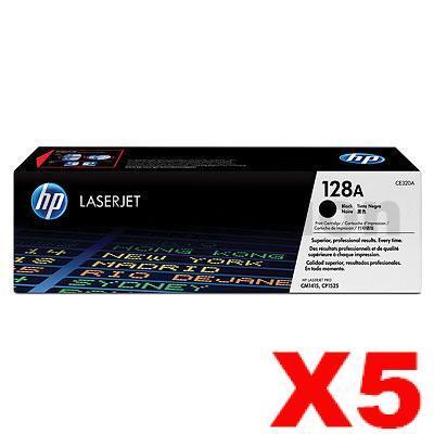 5 x HP CE320A (128A) Genuine Black Toner Cartridge - 2,000 Pages