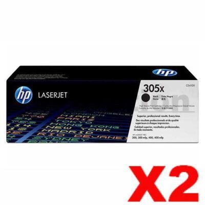 2 x HP CE410X (305X) Genuine Black Toner Cartridge - 4,000 Pages