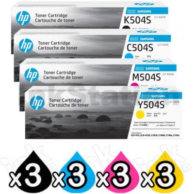 3 Set of 4 Pack Genuine Samsung CLP415N CLP415NW CLX4195FW CLX4195FN Toner Cartridge Set CLT-504