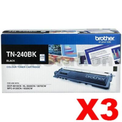 3 x Brother TN-240BK Genuine Black Toner Cartridge - 2,200 pages