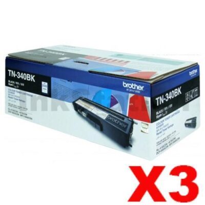 3 x Genuine Brother TN-340BK Black Toner Cartridge - 2,500 pages