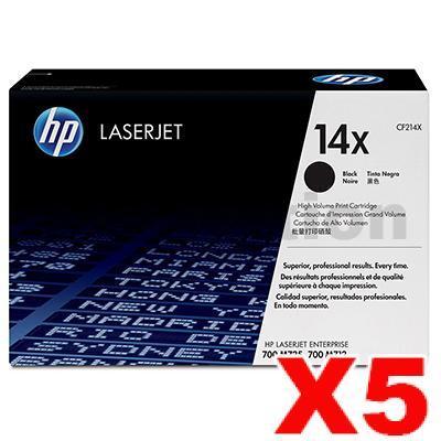 5 x HP CF214X (14X) Genuine Black Toner Cartridge - 17,500 Pages
