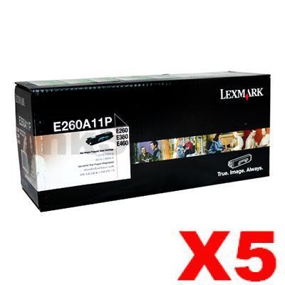 5 x Lexmark E260 / E360 / E460 Genuine Toner Cartridge (E260A11P) - 3,500 pages