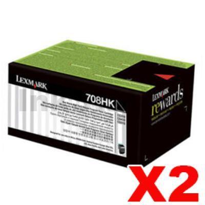 2 x Lexmark (70C8HK0) Genuine CS310 / CS410 / CS510 Black High Yield Toner Cartridge - 4,000 pages