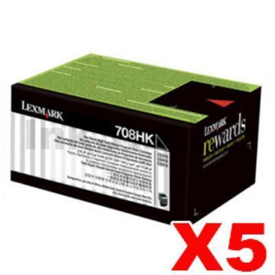 5 x Lexmark (70C8HK0) Genuine CS310 / CS410 / CS510 Black High Yield Toner Cartridge - 4,000 pages