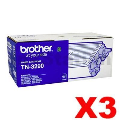 3 x Brother TN-3290 Black Genuine High Yield Toner Cartridge - 8,000 pages