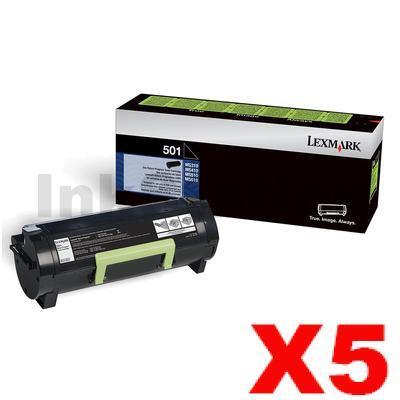 5 x Lexmark 503H (50F3H00) Genuine MS310 / MS312 / MS410 / MS415/ MS510 / MS610 High Yield Toner Cartridge - 5,000 pages