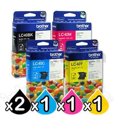 5 Pack Genuine Brother LC-40 Ink Combo [2BK+C+M+Y]