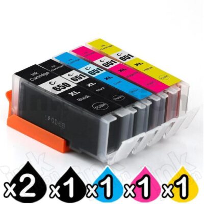 6 Pack Canon PGI-650XL CLI-651XL Compatible High Yield Inkjet Cartridges [2BK,1PBK,1C,1M,1Y]
