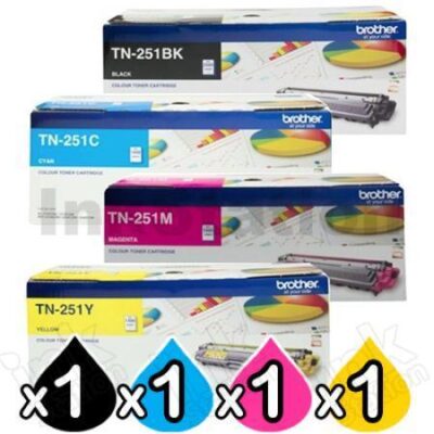 4-Pack Brother TN-251 Genuine Toner Combo [1BK,1C,1M,1Y]
