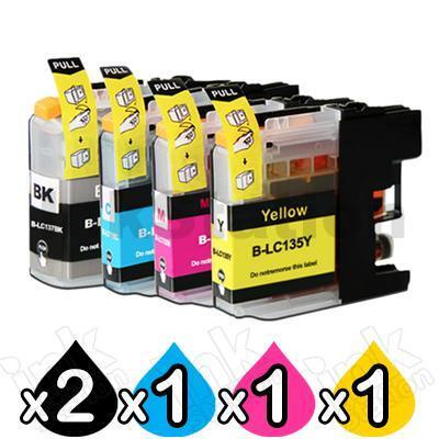 5 Pack Compatible Brother LC-137XLBK + LC-135XLC/M/Y Ink Cartridges [2BK,1C,1M,1Y]