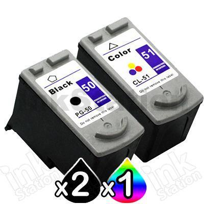 3 Pack Canon PG-50 CL-51 Compatible Value Pack [2BK,1C]