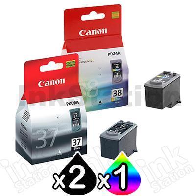 3 Pack Genuine Canon PG-37 CL-38 Ink Cartridges [2BK,1C]