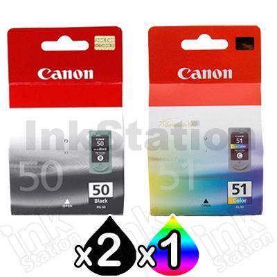 3 Pack Canon PG-50 CL-51 Genuine Inkjets [2BK,1C]