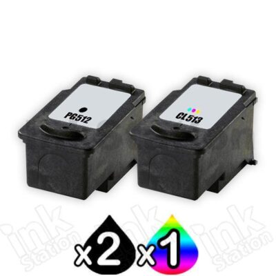 3 Pack Canon PG-512 CL-513 Compatible High Yield Value Pack [2BK,1C]