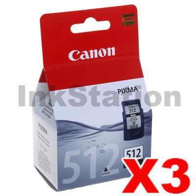 3 x Canon PG-512 Black High Yield Genuine InkJet Cartridge - 401 pages