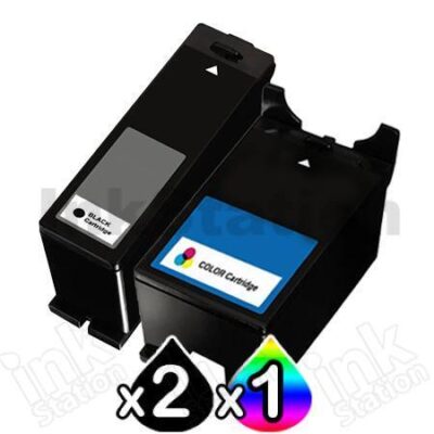 3-Pack Dell V313/V313W/V515W/P513W/P713W/V715W (Series 21/22/23/24) High Yield Compatible Ink Combo [2BK,1C]