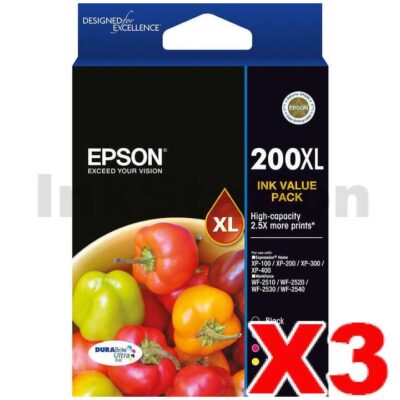 3 x Epson 200XL (C13T201692) Genuine High Yield Inkjet Value Pack [3BK,3C,3M,3Y]