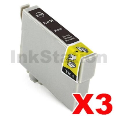 3 x Epson Compatible 73N Black Ink Cartridge [T0731]