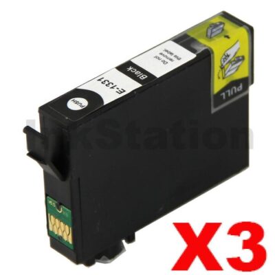 3 x Compatible Epson 133 T1331 Black Ink Cartridge (C13T133192)