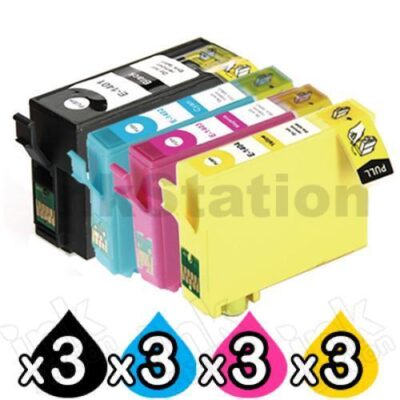 12 Pack Epson 140 (T1401-T1404) Compatible High Yield Inkjet Cartridges [3BK,3C,3M,3Y]