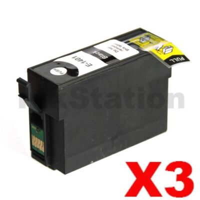 3 x Epson 140 (T1401) Compatible Black High Yield Inkjet Cartridge (C13T140192) - 945 pages