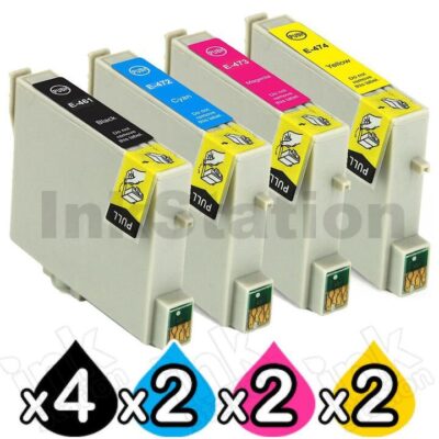 10 Pack Compatible Epson T0461,T0472-T0474 Ink Cartridges [4BK,2C,2M,2Y]