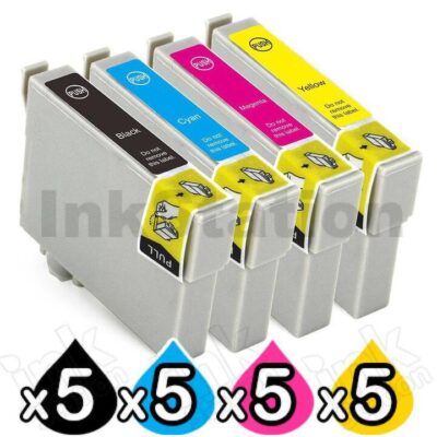 20 Pack Compatible Epson T0751-T0754 Ink Cartridge series [5BK,5C,5M,5Y]
