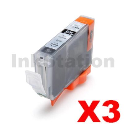 3 x Pack Canon CLI-8BK Compatible Black Inkjet Cartridges (with Chip)