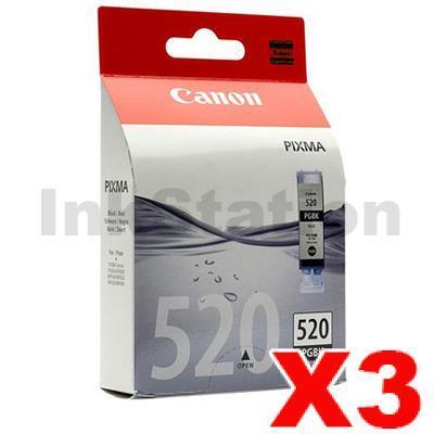 3 x Genuine Canon PGI-520BK Black Inkjet