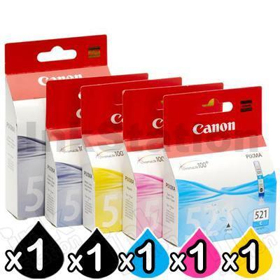 5-Pack Genuine Canon PGI-520 & CLI-521 Inkjet [1BK,1PBK,1C,1M,1Y]