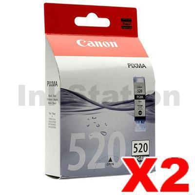 2 x Genuine Canon PGI-520BK Black Inkjet