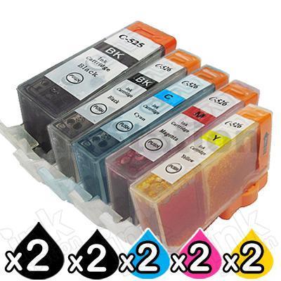 10-Pack Canon PGI-525, CLI-526 Compatible Inkjet (with Chip) [2BK,2PBK,2C,2M,2Y]