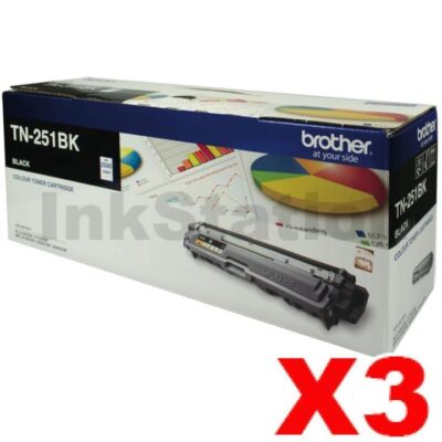 3 x Brother TN-251BK Genuine Black Toner Cartridge - 2,500 pages