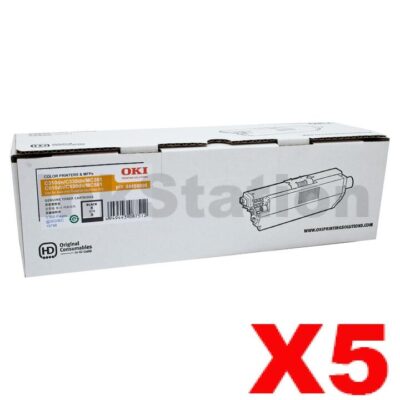 5 x OKI Genuine C310DN / C330DN / MC361 / MC362DN / C331DN Black Toner Cartridge - 3,500 pages (44469805)