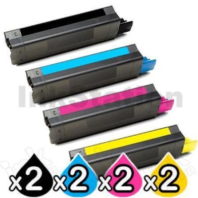 2 sets of 4 Pack Compatible OKI C3100 Toner Cartridges (42804517-42804520)